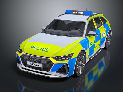 Audi Police Car With High Visibility Checkered Paint And Markings 3d model