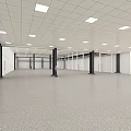 Industrial Warehouse Spacious Interior With Steel Structure Roof Skylights Gray Floor And White Walls