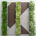 Living Plant Wall With Lush Green Foliage On Brown And White Striped Wooden Background