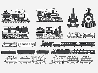 Vehicle Railcar Train Steam Train Silhouette Carving Pattern model