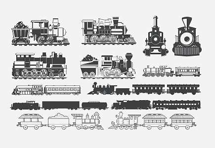 Vehicle Railcar Train Steam Train Silhouette Carving Pattern 3d model