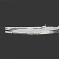 Streamlined High Speed White Water Vessel With Blue Yellow Stripes Sleek Exterior