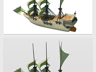 Modern sailing triangle Yang Fan pirate ship 3d model