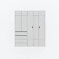Modern White Wardrobe Interior With Sleek Cabinet Doors And Drawers
