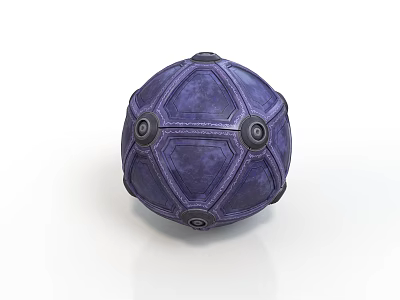 Decorative Purple Sphere With Intricate Geometric Patterns And Black Circular Accents 3d model