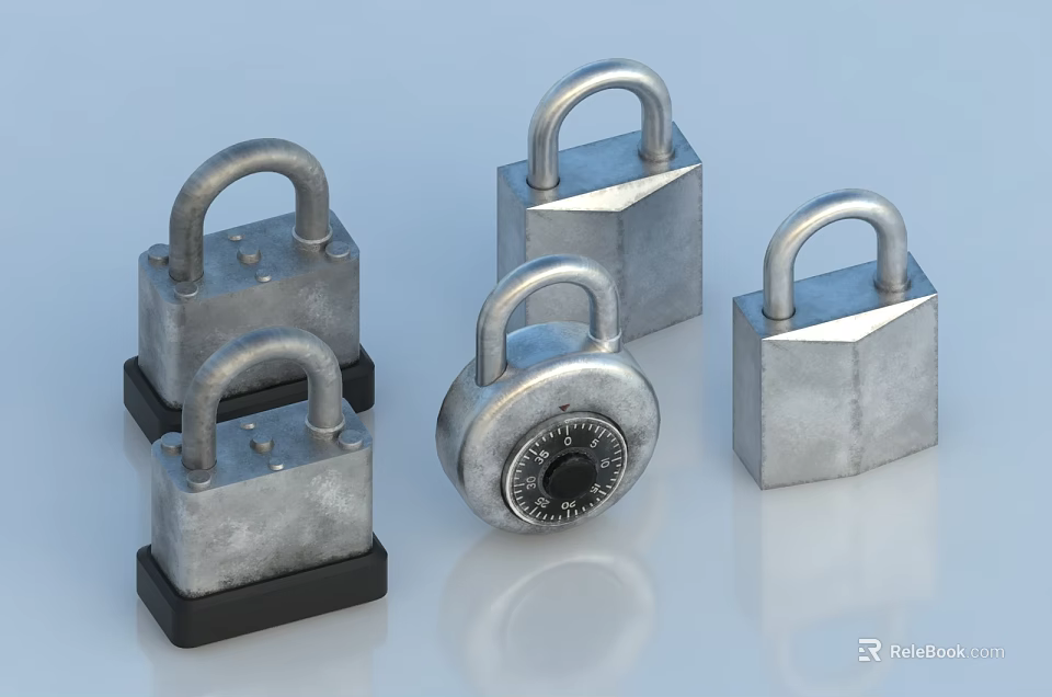 Modern Metal Door Handle With Secure Lock Design And Various Styles 3d model 