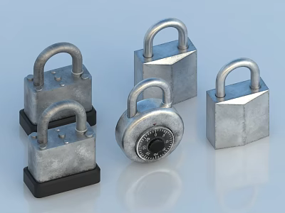 Modern Metal Door Handle With Secure Lock Design And Various Styles 3d model