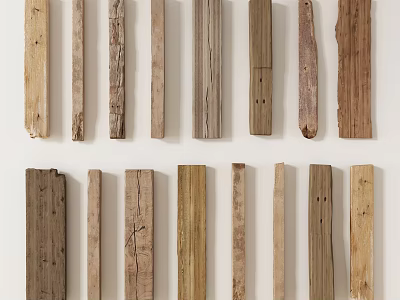 Natural Wood Planks With Various Textures And Natural Colors Arranged In Display Rows 3d model