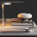 Decorative Ornament Set With Stacked Books Glass Bottles Ceramic Bowls Wooden Tray And Round Stand
