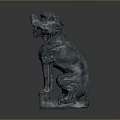 Traditional Chinese Stone Lion Statue as Mythical Guardian With Intricate Carvings and Sitting Posture