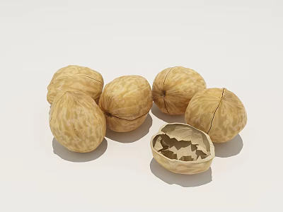 Fresh Natural Walnuts With Whole And Cracked Shells As Healthy Snack Option 3d model
