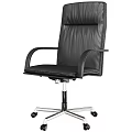 Black Leather Office Chair With High Backrest Ergonomic Armrests Swivel Base And Wheels