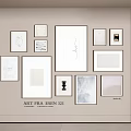 Minimalist Photo Wall Gallery With Multiple Frames And Various Sizes Artworks 3d model