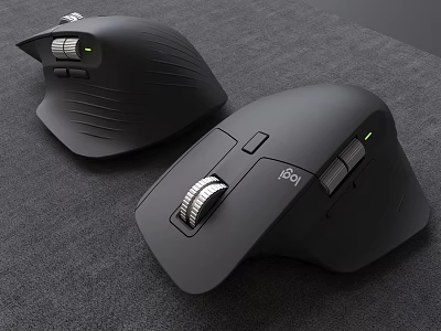 Ergonomic Black Computer Mice With Scroll Wheel And Side Buttons Design 3d model