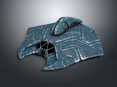 Blue Gray 3D Model With Intricate Geometric Patterns Textured Surface And Circular Element 3d model