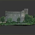 Ancient Stone Castle Ruins Surrounded by Green Vines and Lush Vegetation Natural Historical Landscape