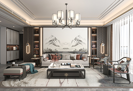 New Chinese Living Room 3d model