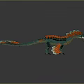 Fantasy Game Movie Character Dragon With Green Orange Scales Wings And Long Tail