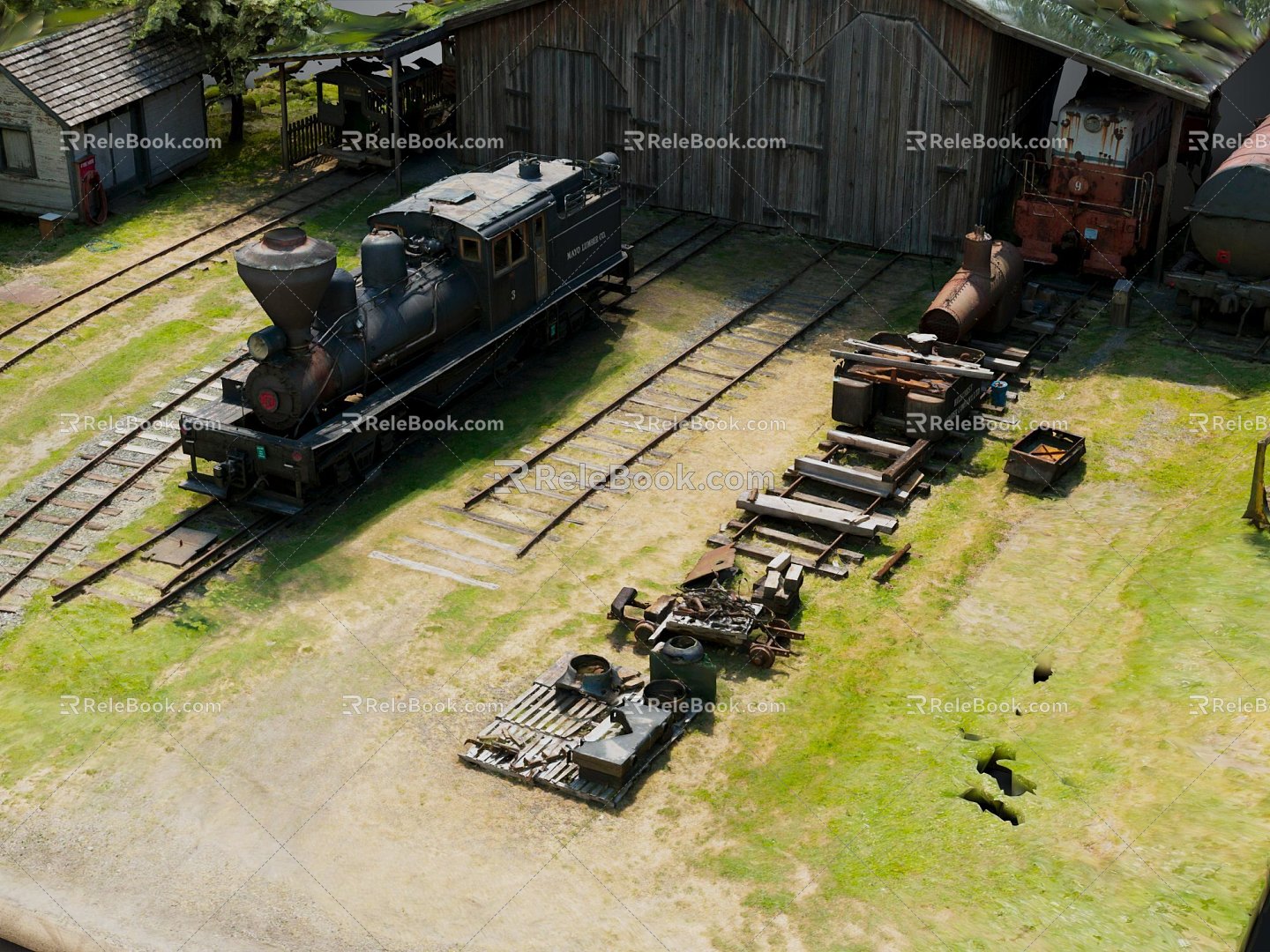 Old Train Steam Train Old Station Old Station 3d model