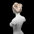 Game Movie Female Character With Blonde Double Bun Hairstyle And Upper Body On Black Background
