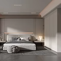 Modern Minimalist Bedroom Interior Design With Neutral Tones Bedside Lighting And Accent Chair