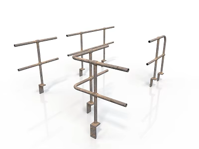 Sturdy Metal Railing Components With Crossed Bars And Straight Designs For Interior Use 3d model