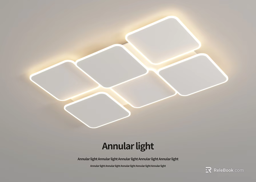 Modern Annular LED Ceiling Light With Bright Square Panels And Stylish Design 3d model 