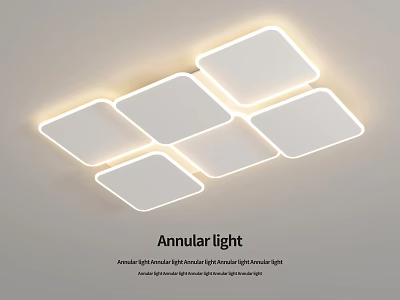 Modern Annular LED Ceiling Light With Bright Square Panels And Stylish Design 3d model