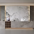 Modern company reception area bar reception desk reception desk company front desk background wall 3d model