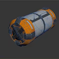 Modern Orange Cylindrical Daily Household Appliance With Black Borders Colorful Stripes And Reflective Surface
