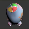 Cute 3D Cartoon Octopus Character With Blue Pink Body Orange Spots And Large Eyes