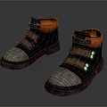 Casual Black Shoes With Orange Lining Brown Straps Gray Mesh And Thick Sole
