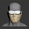 Beige Knitted Patterned Face Mask With White Goggles On Mannequin Head