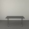 Modern Functional Desk With Wooden Tabletop And Sturdy Metal Frame Structure
