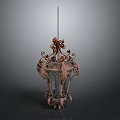 Ornate Vintage Metal Chandelier Furniture With Glass Panels And Scroll Design