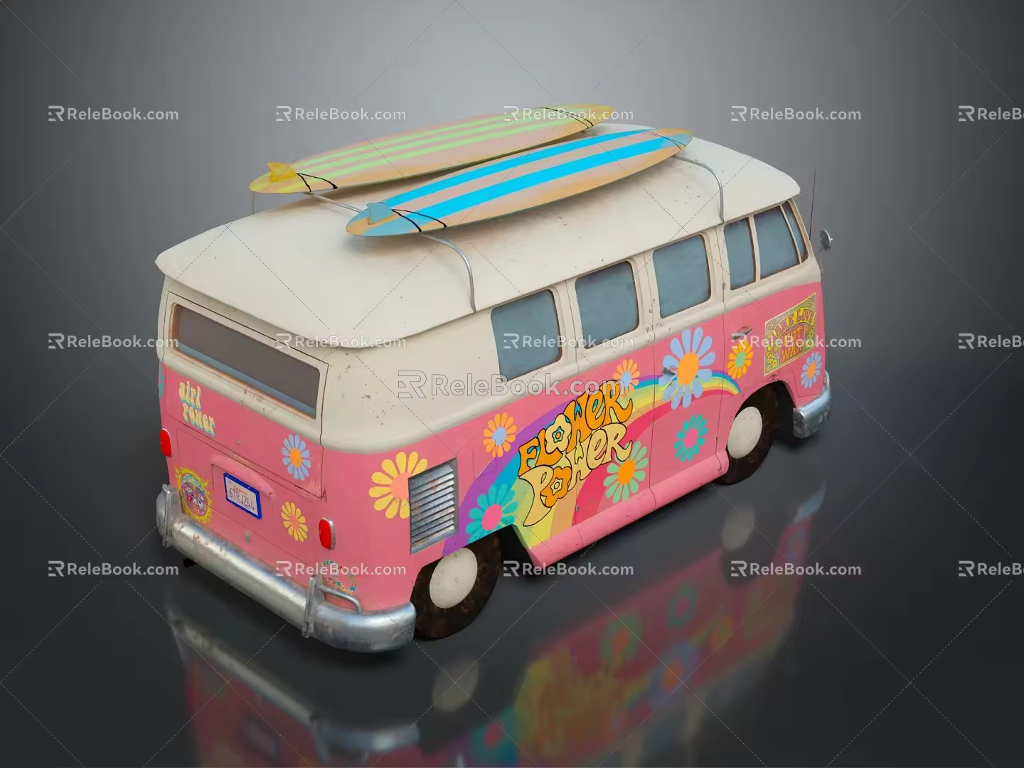 minibus minivan driverless bus school bus van box car 3d model