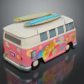 minibus minivan driverless bus school bus van box car 3d model