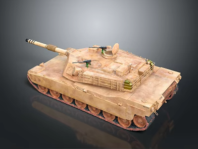 Sand Colored Modern Tank With Turret Cannon Tracks And Detailed Design 3d model