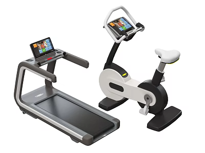 Home Fitness Sports Equipment Treadmill And Exercise Bike With Digital Screens 3d model