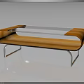 Modern Sleek Coffee Table With Glass Top Wooden Frame And Metal Legs