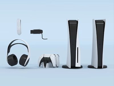 Wireless Gaming Headphones With Dual Game Consoles Controller Remote Control And Devices 3d model