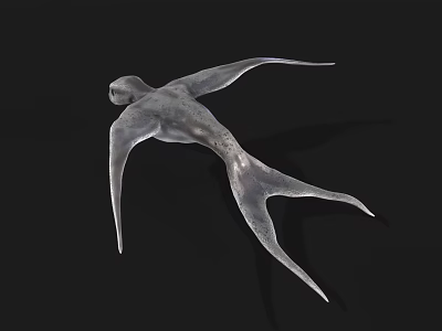 Silver Gray Mythical Creature With Streamlined Body Large Wings And Forked Tail 3d model