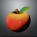 Fresh Red and Yellow Gradient Apple with Green Leaf Brown Stem and Shiny Surface 3d model