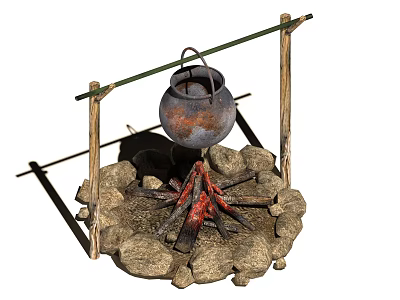 Modern Bonfire Stone 3d model