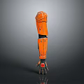 Orange Robot Mechanical Arm Structure With Black Details And Red Palm Design 3d model