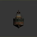Vintage Water Transport Ship With Weathered Green Red Hull And Deck Structure