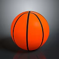 Orange Round Basketball With Black Stripes On Reflective Surface Background