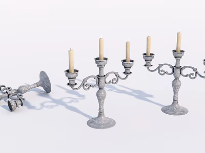 Vintage Metal Multi Branch Candle Lamp With Ornate Design And Classic Style 3d model