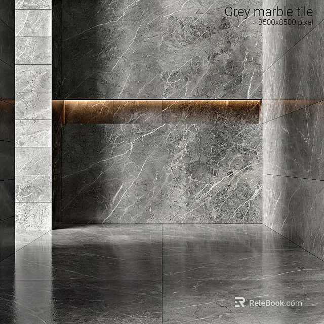 Modern Brass Wall Component In Gray Marble Interior Design With Sleek Finish 3d model 