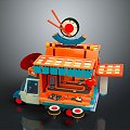 Sushi Shop Cartoon Sushi Shop Small Restaurant Food Shop 3d model